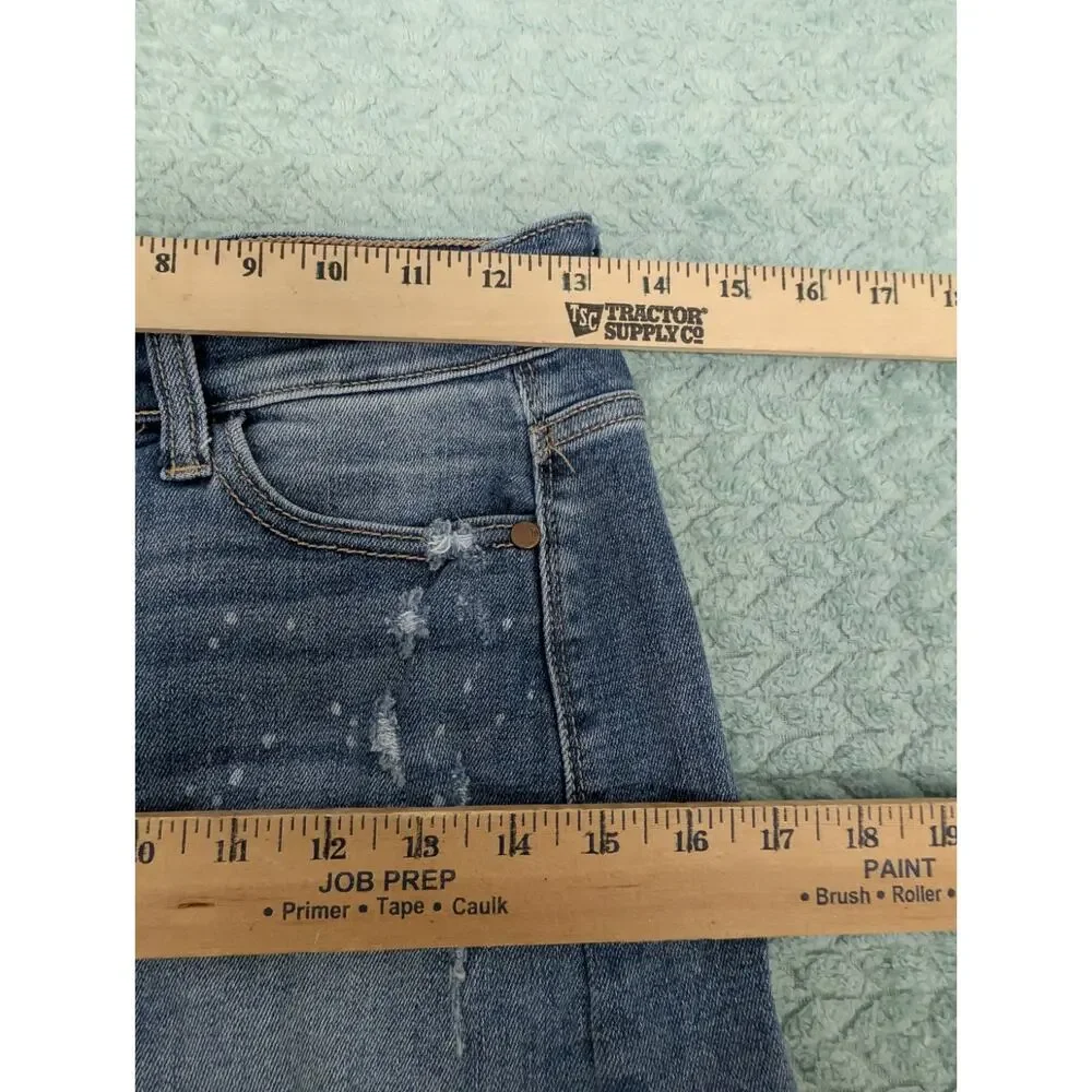 Judy Blue Distressed Cut Off Denim Shorts Stretch Frayed Hem Button